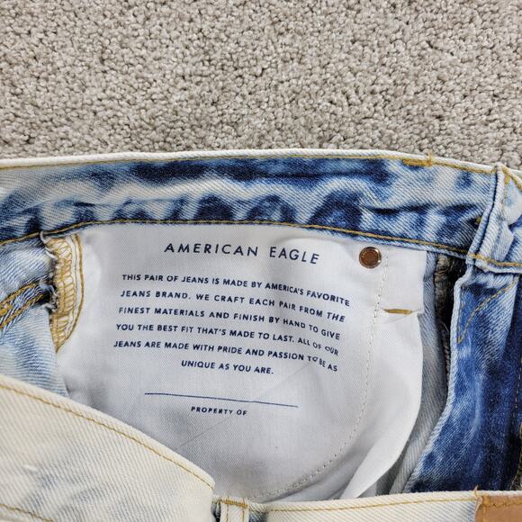 American Eagle Womens Shorts 31" Blue Denim Acid Wash Distressed Cut Off Bermuda - Picture 12 of 13